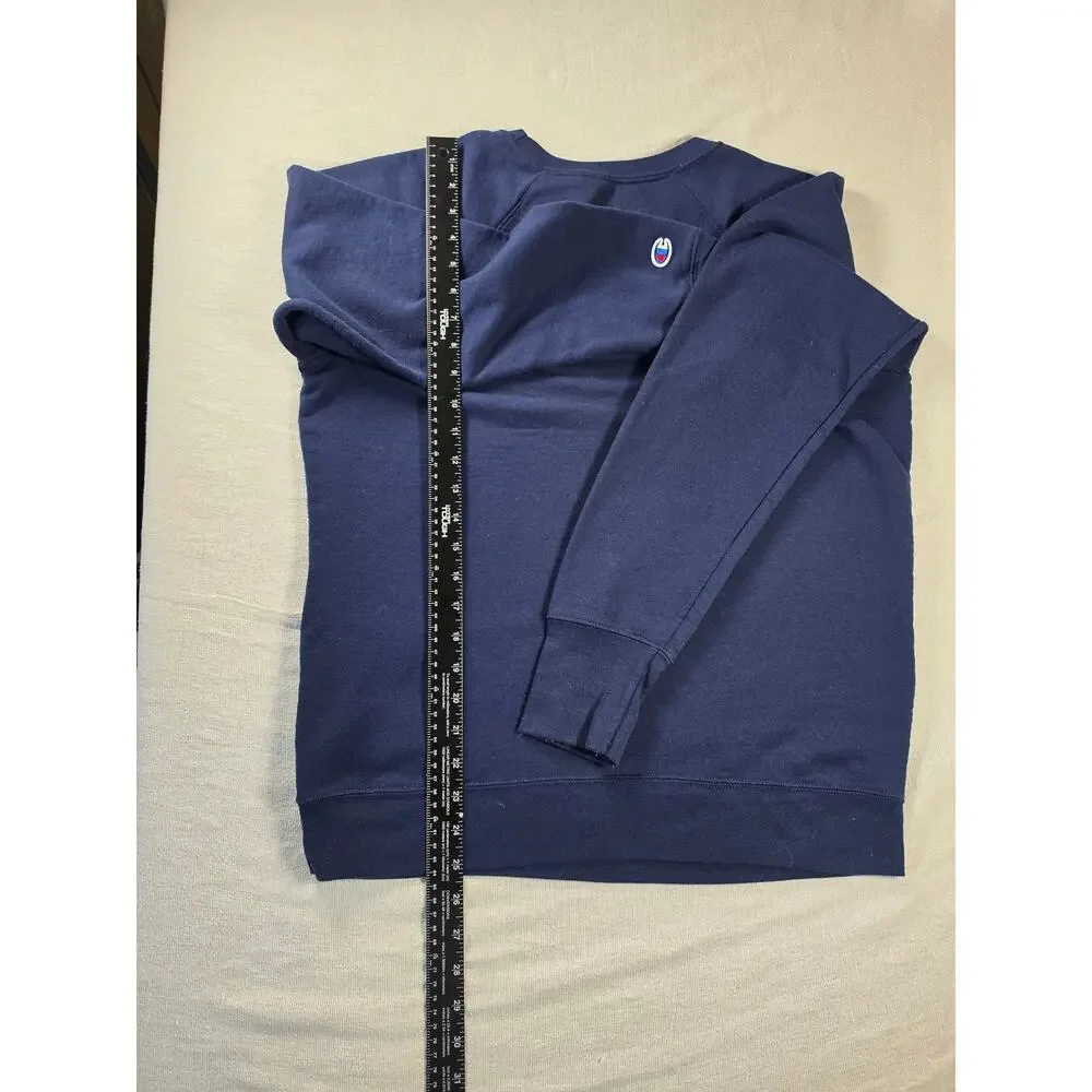 Champion Spell Out Script Crew Sweatshirt Navy L